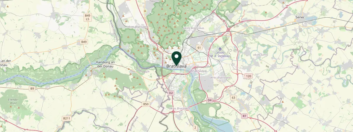 Map of Bratislava, Slovakia