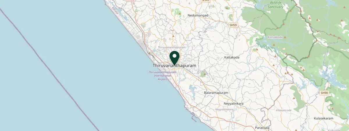 Map of Thiruvananthapuram, India