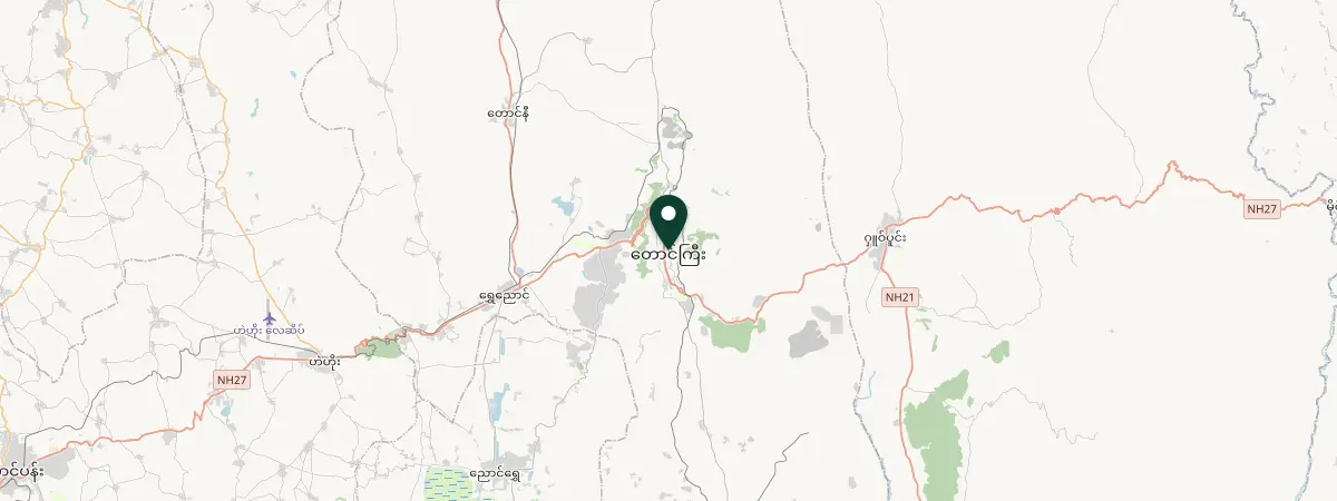 Map of Taunggyi, Shan, Myanmar (Burma)