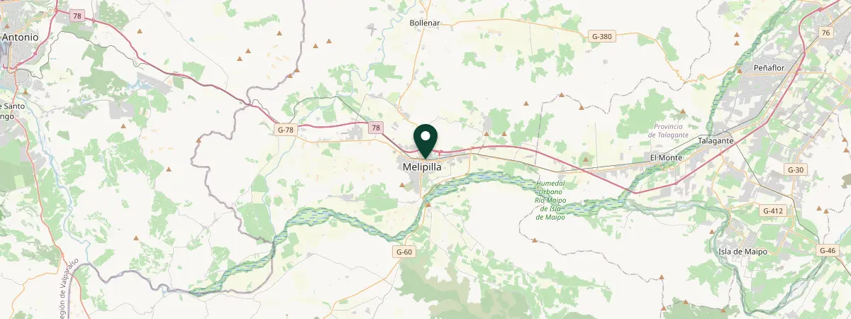 Map of Melipilla, Región Metropolitana de Santiago, Chile