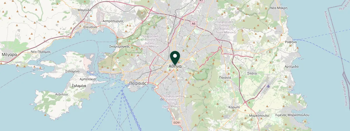 Map of Athens, Greece