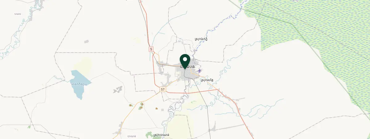 Map of Battambang, Bătdâmbâng, Cambodia