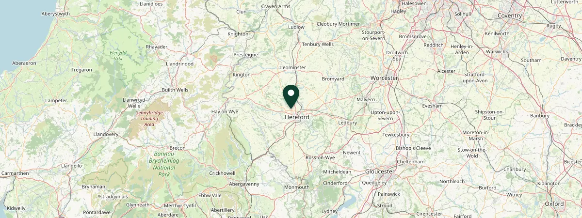 Map of Herefordshire, United Kingdom