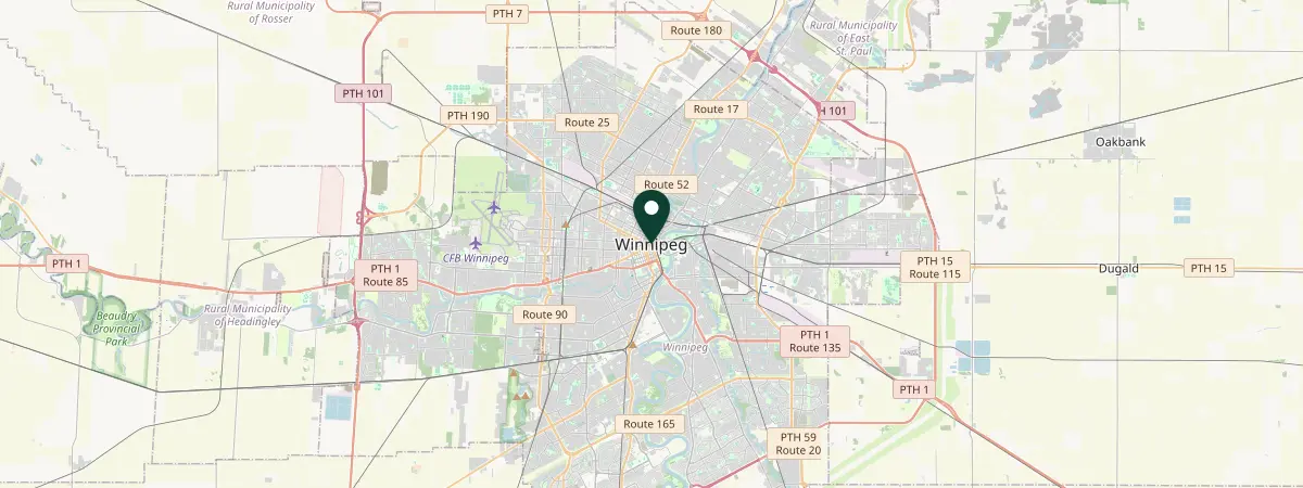 Map of Winnipeg, Manitoba, Canada