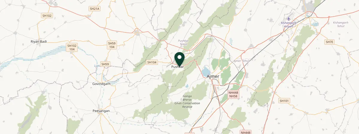 Map of Ajmer, Pushkar, India