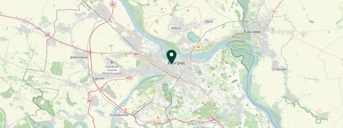 Map of Belgrade, Serbia
